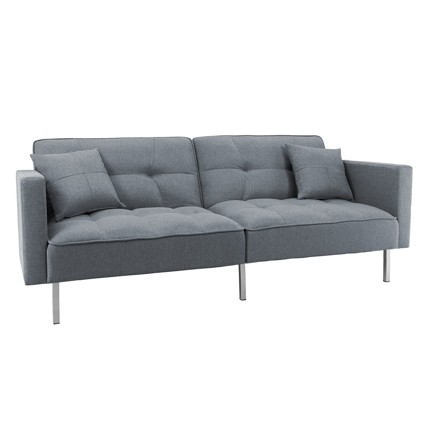 Modern Convertible Folding Futon Sofa Bed - Linen Upholstered, Multiple Adjustable Positions, Sturdy Frame, Perfect for Small Spaces