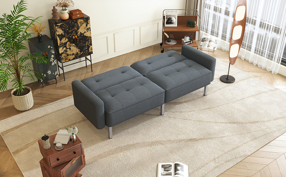 Modern Convertible Folding Futon Sofa Bed - Linen Upholstered, Multiple Adjustable Positions, Sturdy Frame, Perfect for Small Spaces