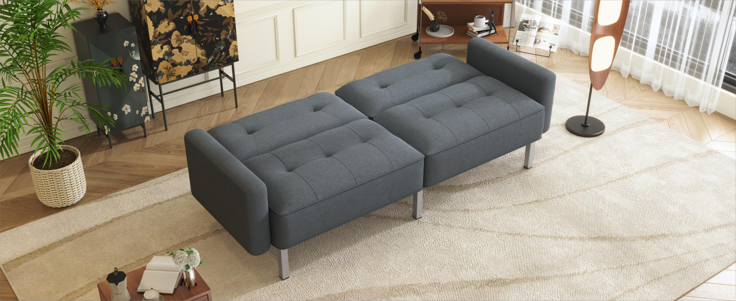 Modern Convertible Folding Futon Sofa Bed - Linen Upholstered, Multiple Adjustable Positions, Sturdy Frame, Perfect for Small Spaces