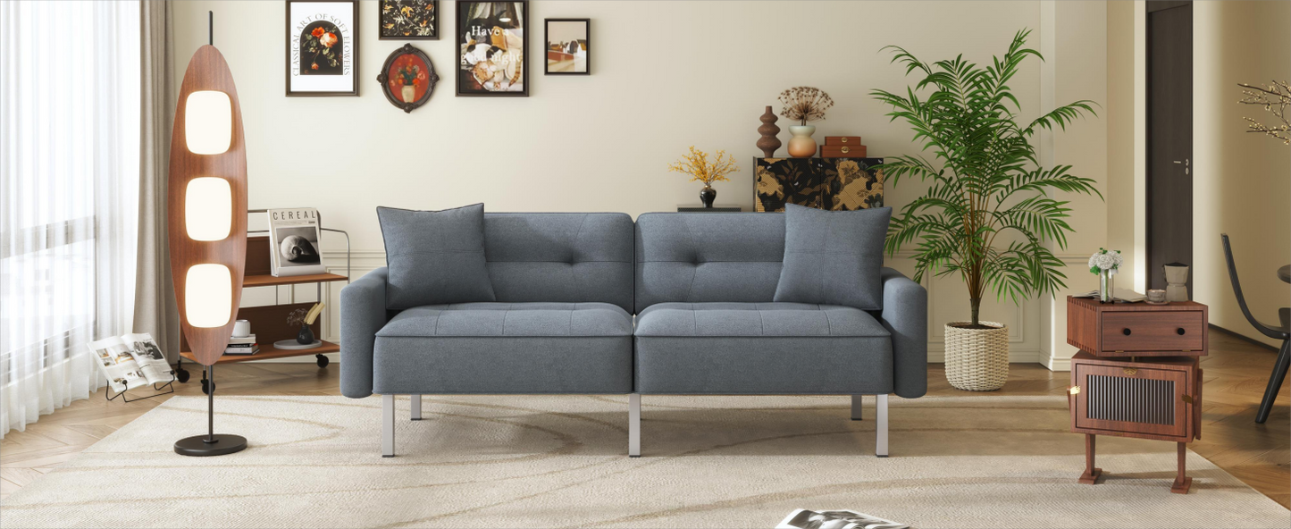 Modern Convertible Folding Futon Sofa Bed - Linen Upholstered, Multiple Adjustable Positions, Sturdy Frame, Perfect for Small Spaces