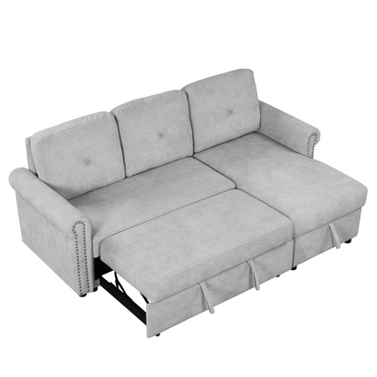 83" Modern Convertible Sleeper Sofa Bed with Storage Chaise, Gray - Stylish and Functional | [Brand Name]