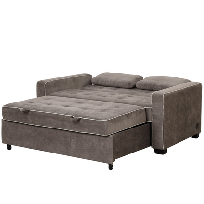 Upgrade Your Living Room with the 65.7" Linen Upholstered Sleeper Bed - Pull Out Sofa Bed Couch with Dual USB Charging Port