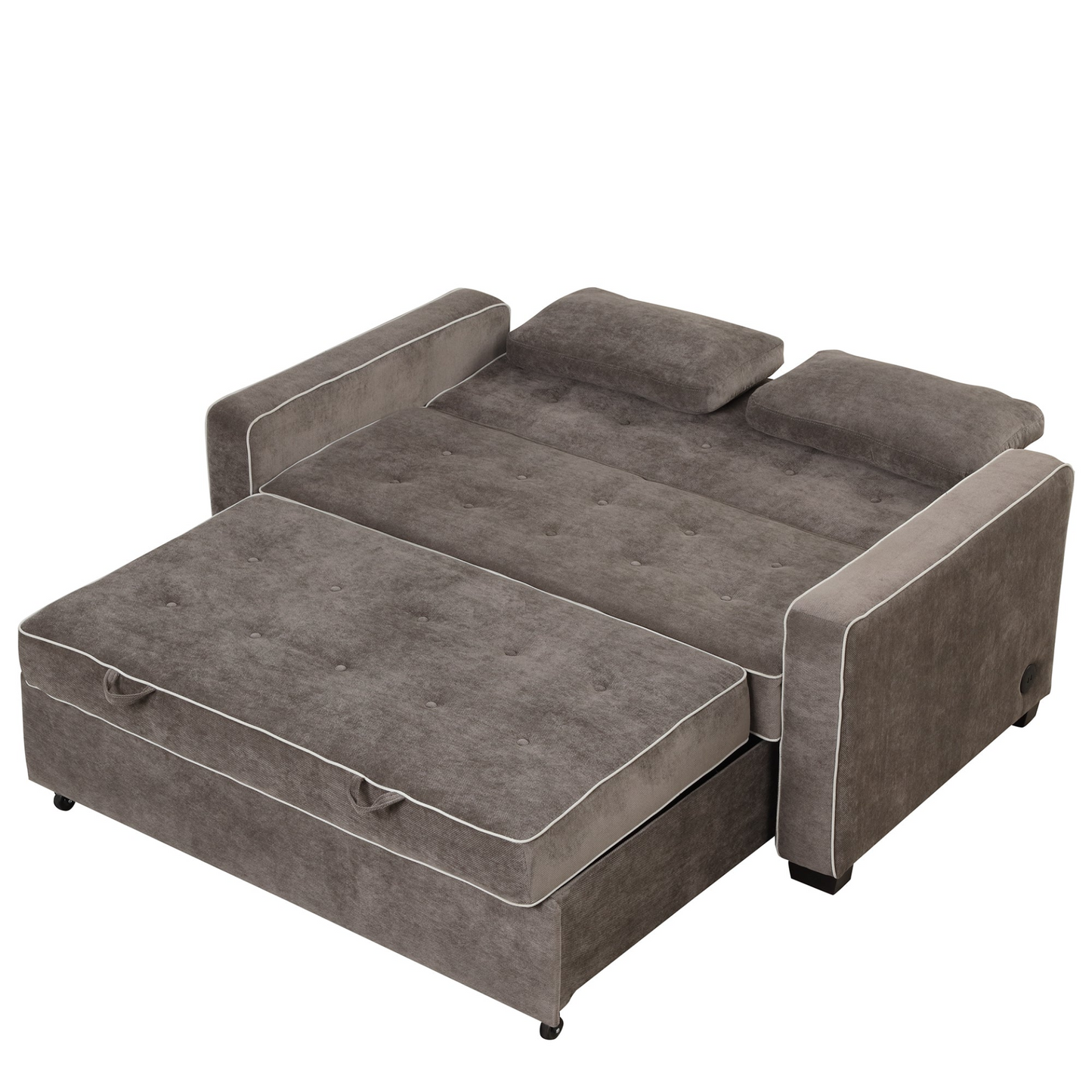 Upgrade Your Living Room with the 65.7" Linen Upholstered Sleeper Bed - Pull Out Sofa Bed Couch with Dual USB Charging Port