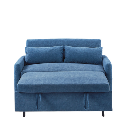 Upgrade Your Living Space with the 55.1" Pull Out Sleep Sofa Bed Loveseat - Blue