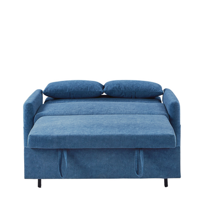 Upgrade Your Living Space with the 55.1" Pull Out Sleep Sofa Bed Loveseat - Blue