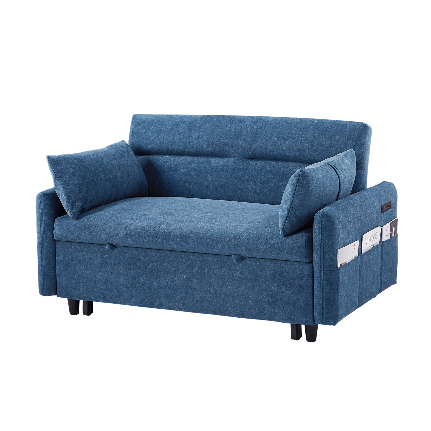 Upgrade Your Living Space with the 55.1" Pull Out Sleep Sofa Bed Loveseat - Blue