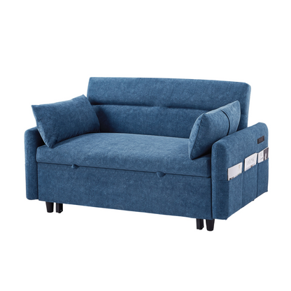 Upgrade Your Living Space with the 55.1" Pull Out Sleep Sofa Bed Loveseat - Blue