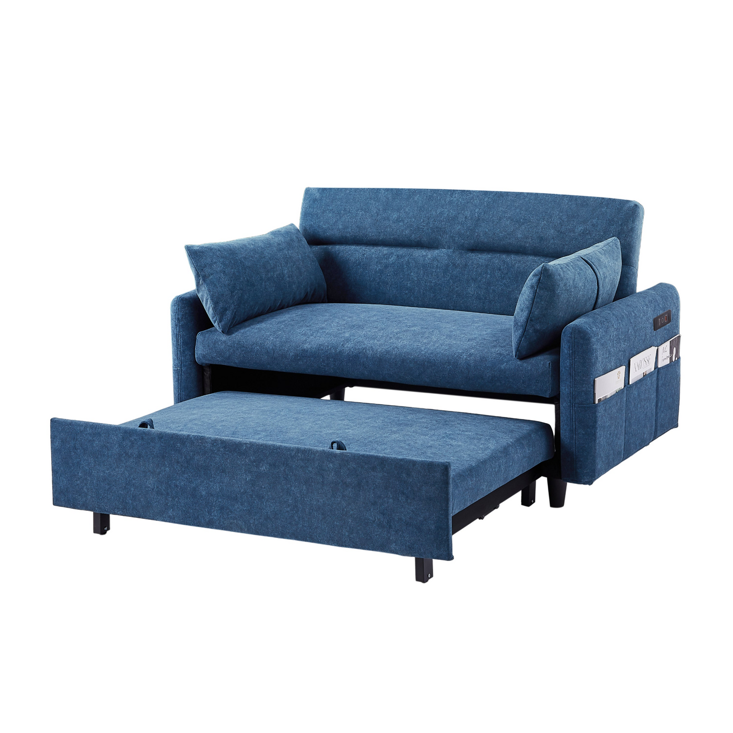 Upgrade Your Living Space with the 55.1" Pull Out Sleep Sofa Bed Loveseat - Blue