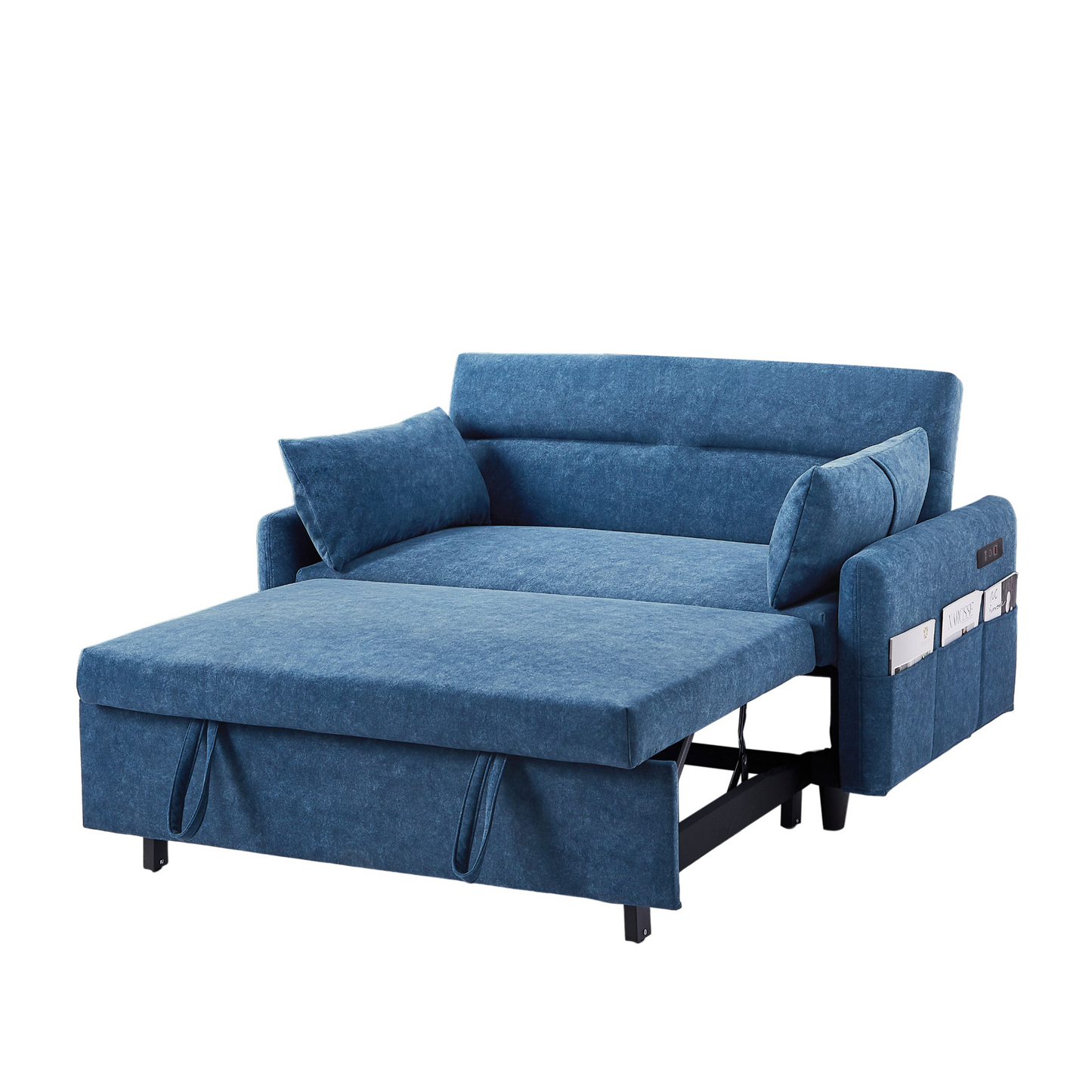 Upgrade Your Living Space with the 55.1" Pull Out Sleep Sofa Bed Loveseat - Blue