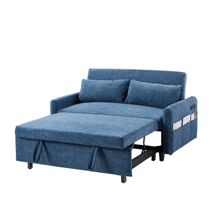 Upgrade Your Living Space with the 55.1" Pull Out Sleep Sofa Bed Loveseat - Blue