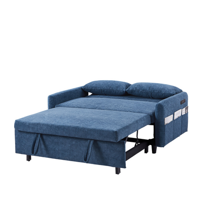 Upgrade Your Living Space with the 55.1" Pull Out Sleep Sofa Bed Loveseat - Blue