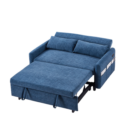 Upgrade Your Living Space with the 55.1" Pull Out Sleep Sofa Bed Loveseat - Blue