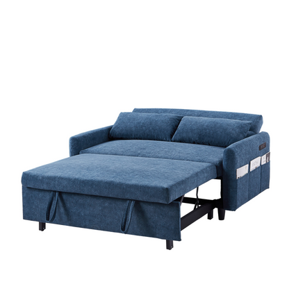 Upgrade Your Living Space with the 55.1" Pull Out Sleep Sofa Bed Loveseat - Blue