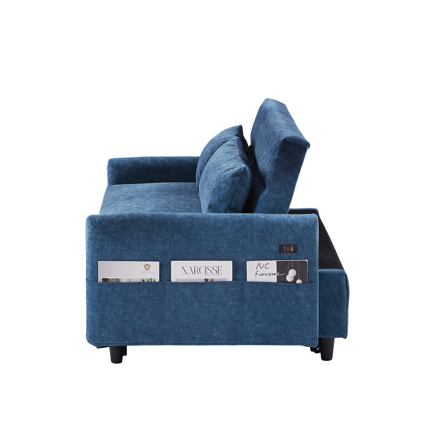 Upgrade Your Living Space with the 55.1" Pull Out Sleep Sofa Bed Loveseat - Blue