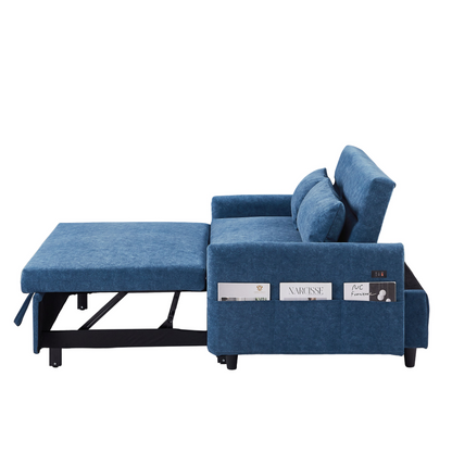 Upgrade Your Living Space with the 55.1" Pull Out Sleep Sofa Bed Loveseat - Blue