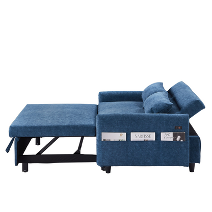 Upgrade Your Living Space with the 55.1" Pull Out Sleep Sofa Bed Loveseat - Blue