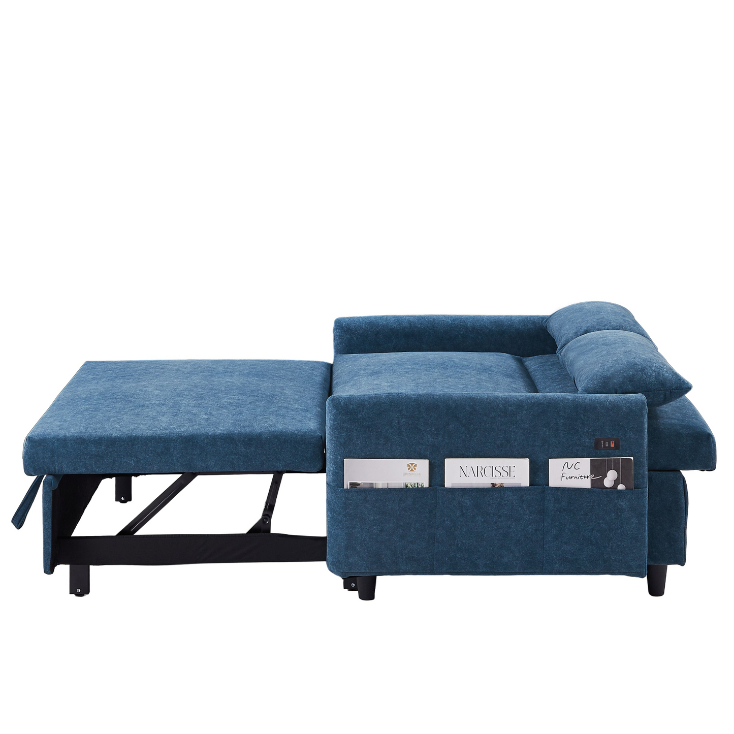 Upgrade Your Living Space with the 55.1" Pull Out Sleep Sofa Bed Loveseat - Blue