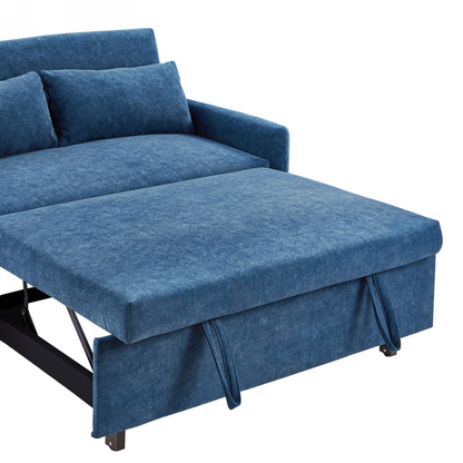 Upgrade Your Living Space with the 55.1" Pull Out Sleep Sofa Bed Loveseat - Blue