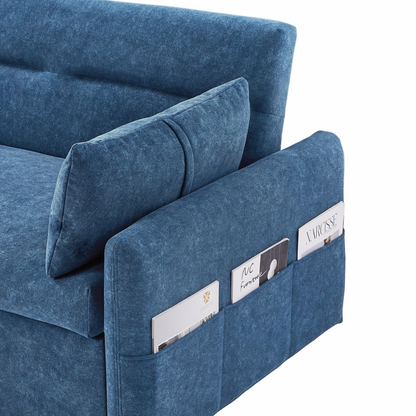 Upgrade Your Living Space with the 55.1" Pull Out Sleep Sofa Bed Loveseat - Blue