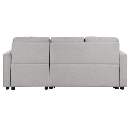 80.3" Pull Out Sofa Bed with Storage Chaise and Cup Holder