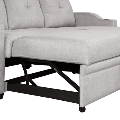 80.3" Pull Out Sofa Bed with Storage Chaise and Cup Holder