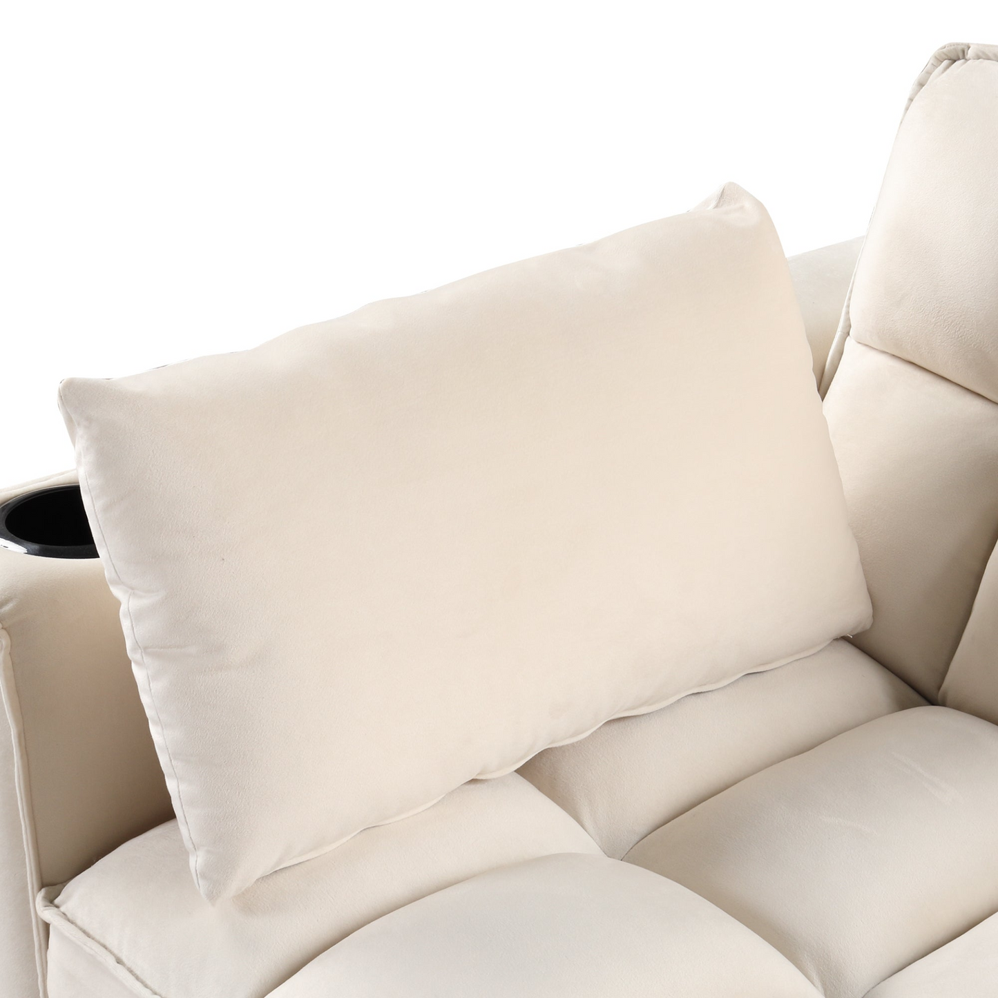 55.3" 4-1 Multi-functional Sofa Bed with Cup Holder and USB Port in Milky White