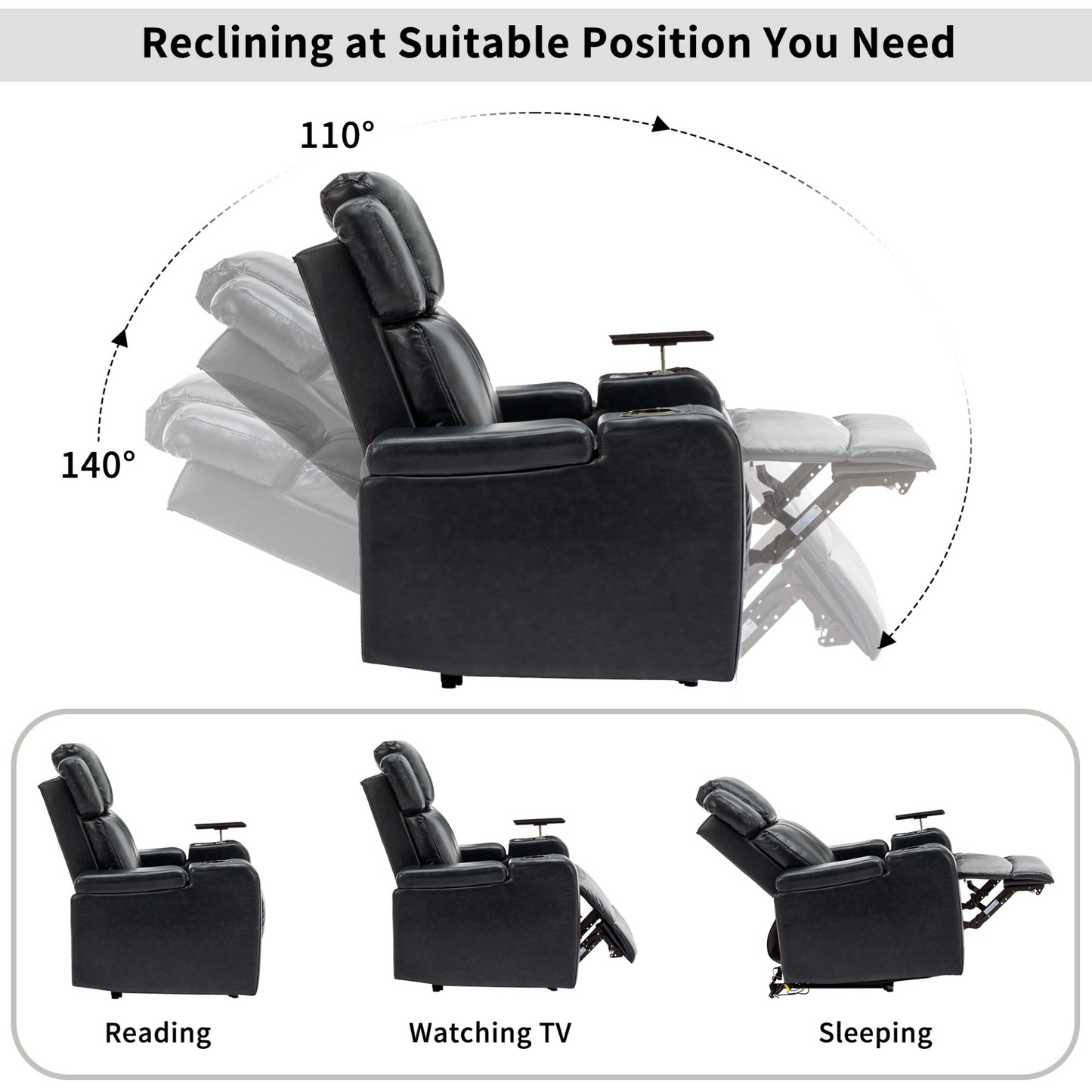 Black PU Leather Recliner Chair: Enjoy Tech-Enhanced Comfort at Home