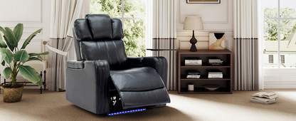 Black PU Leather Recliner Chair: Enjoy Tech-Enhanced Comfort at Home