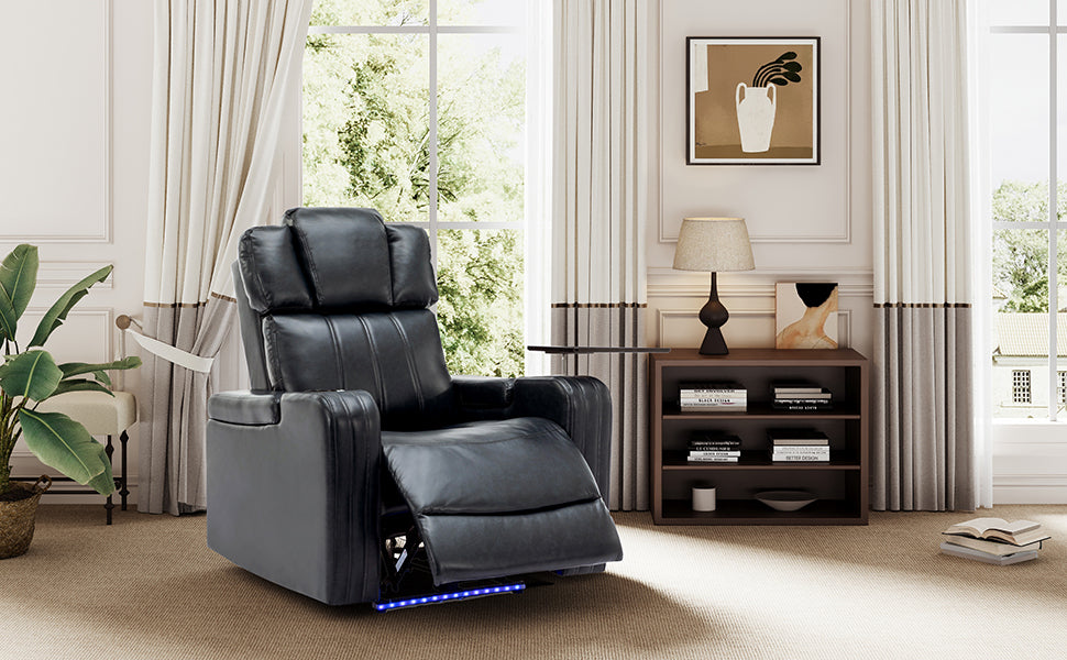 Black PU Leather Recliner Chair: Enjoy Tech-Enhanced Comfort at Home