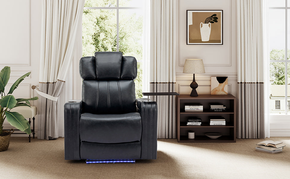 Black PU Leather Recliner Chair: Enjoy Tech-Enhanced Comfort at Home