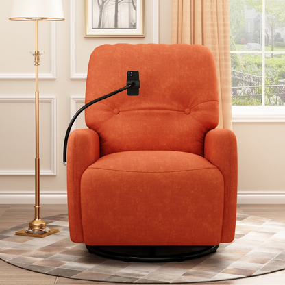 Orange 270° Swivel Recliner with Phone Holder for Home Theater