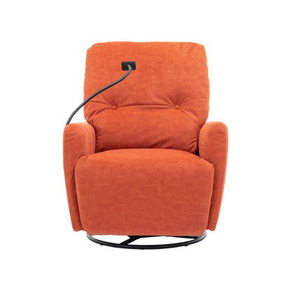 Orange 270° Swivel Recliner with Phone Holder for Home Theater