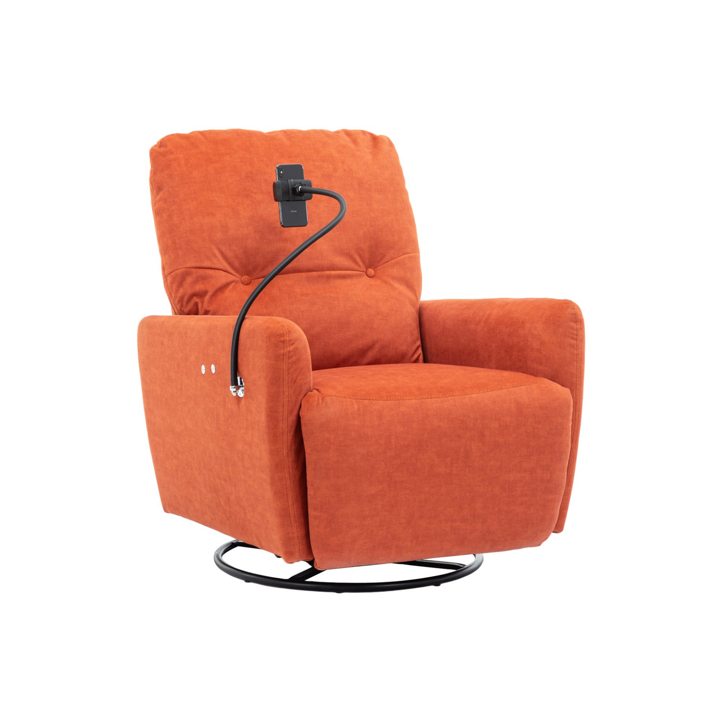 Orange 270° Swivel Recliner with Phone Holder for Home Theater