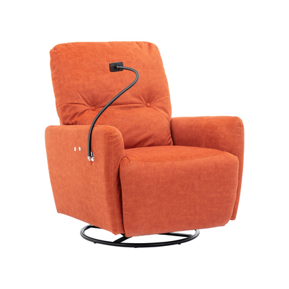 Orange 270° Swivel Recliner with Phone Holder for Home Theater