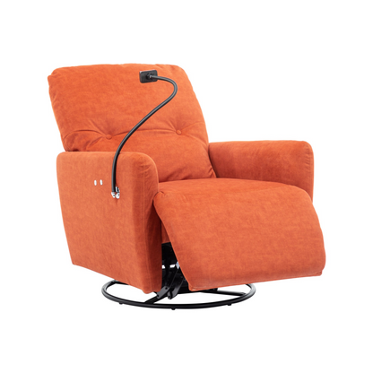 Orange 270° Swivel Recliner with Phone Holder for Home Theater