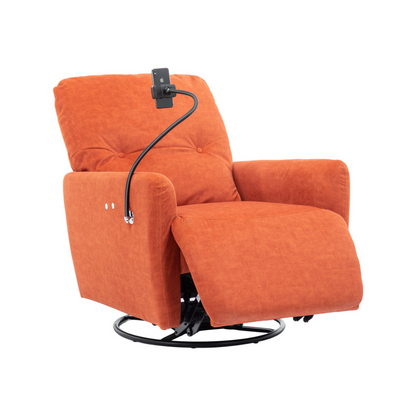 Orange 270° Swivel Recliner with Phone Holder for Home Theater