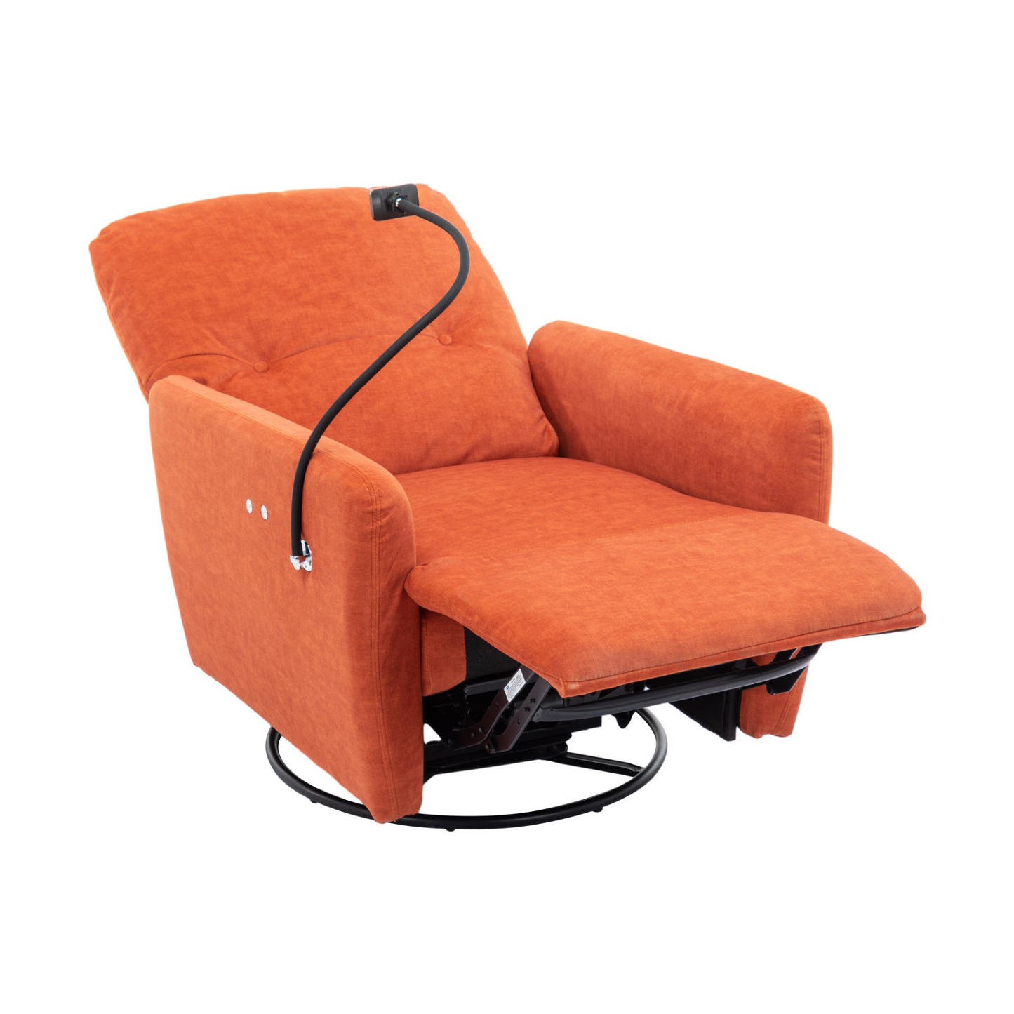 Orange 270° Swivel Recliner with Phone Holder for Home Theater