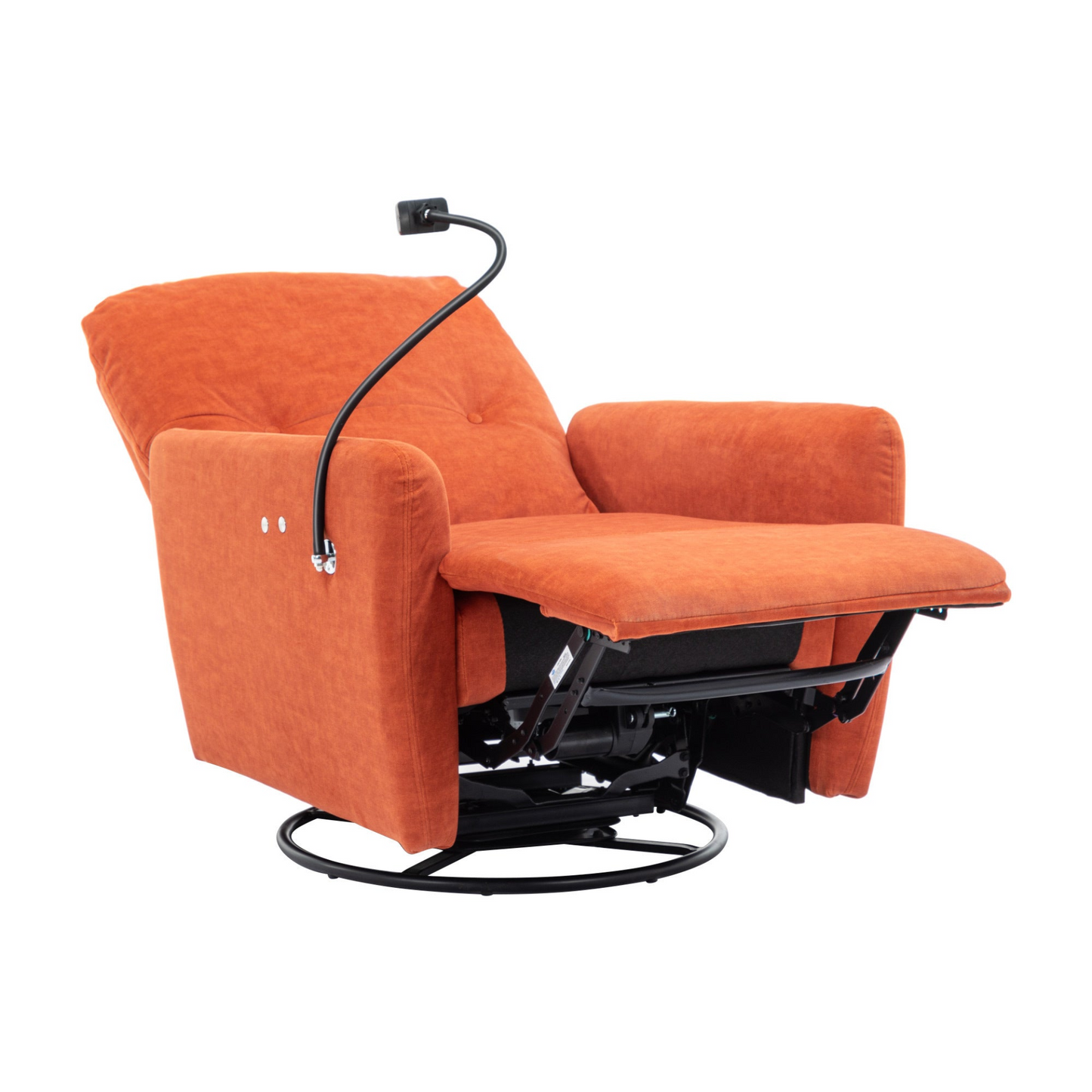 Orange 270° Swivel Recliner with Phone Holder for Home Theater