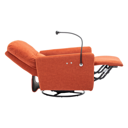 Orange 270° Swivel Recliner with Phone Holder for Home Theater