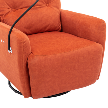 Orange 270° Swivel Recliner with Phone Holder for Home Theater