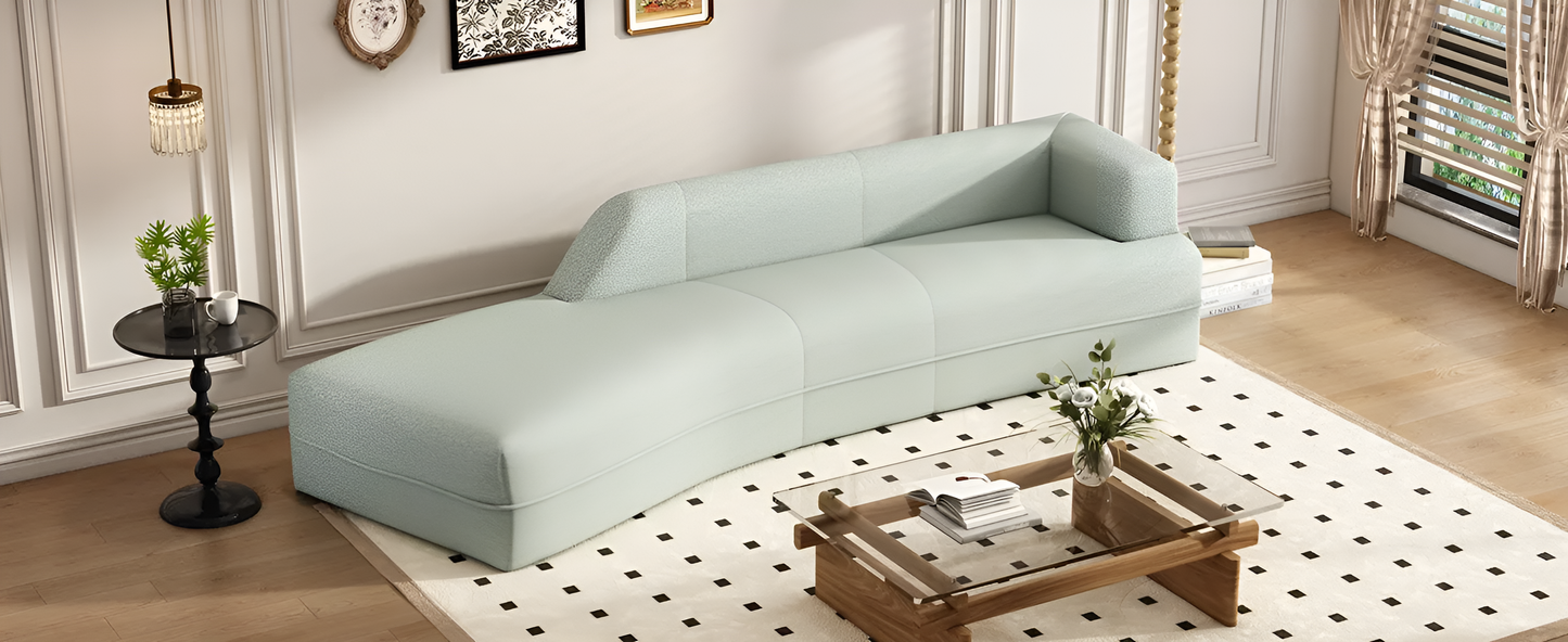 Curved Chaise Lounge Modern Indoor Sofa Couch for Living Room, Green