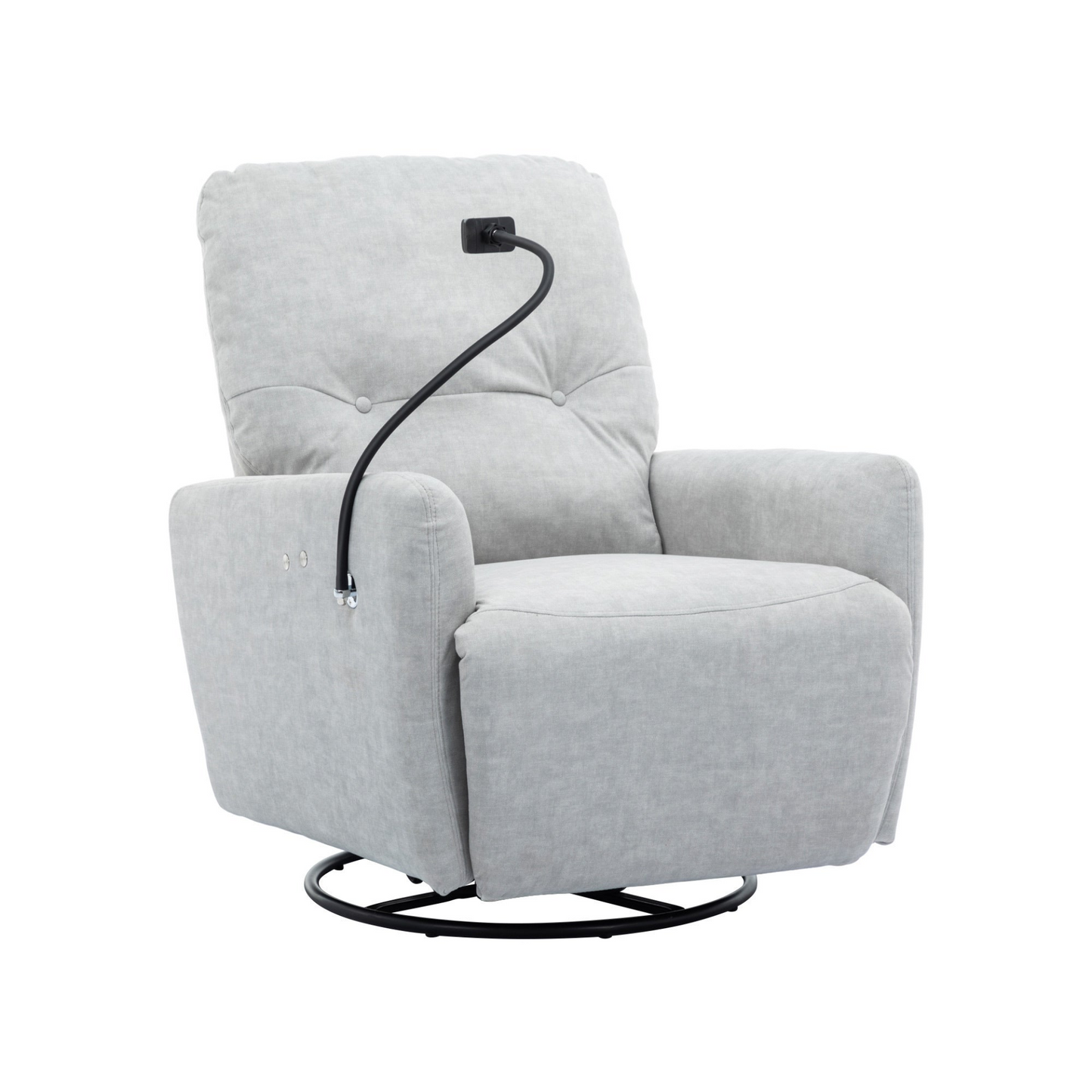 Grey 270° Swivel Recliner with Phone Holder for Home Theater