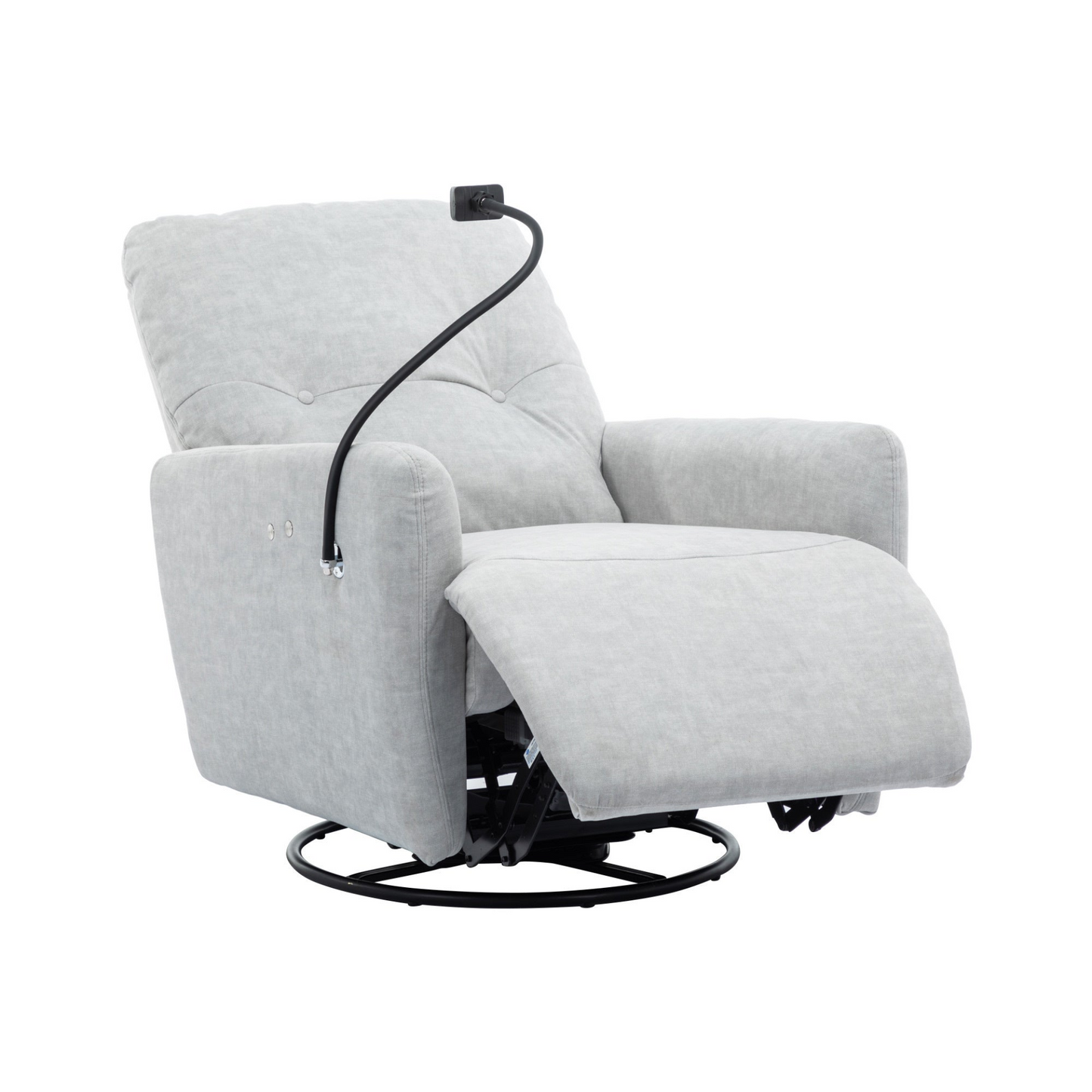 Grey 270° Swivel Recliner with Phone Holder for Home Theater