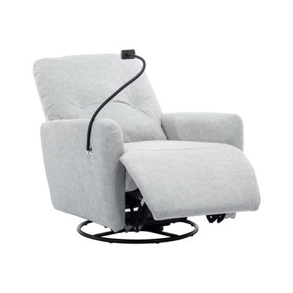 Grey 270° Swivel Recliner with Phone Holder for Home Theater