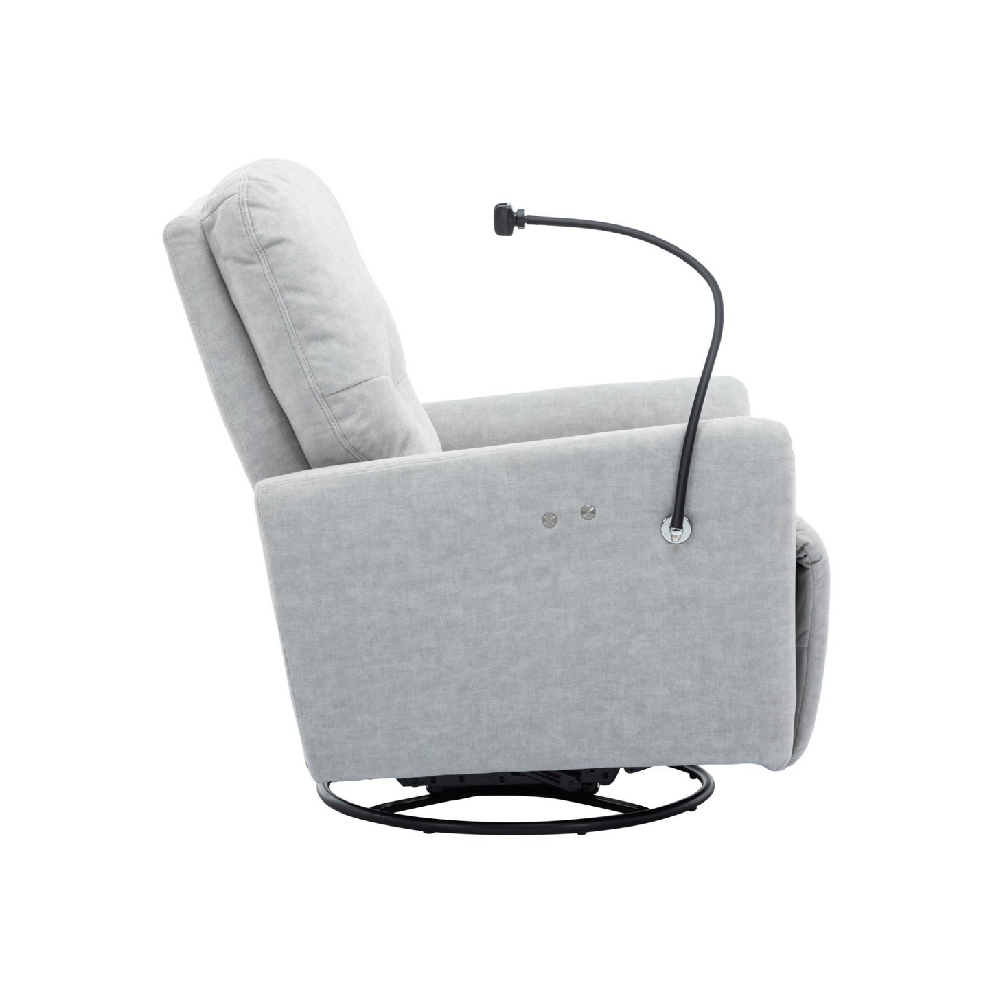 Grey 270° Swivel Recliner with Phone Holder for Home Theater