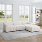 Modular Sectional Sofa, Button Tufted Designed and DIY Combination, L Shaped Couch with Reversible Ottoman, Ivory Teddy Fabric