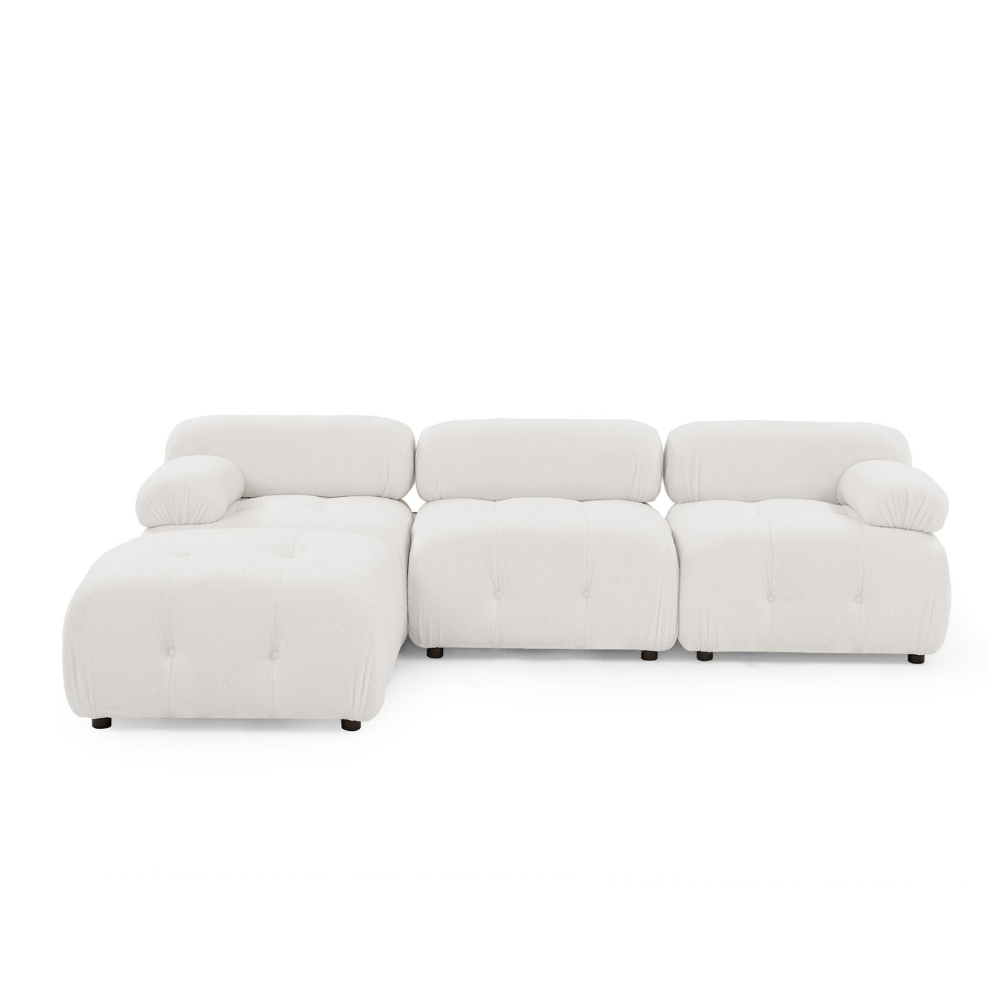 Modular Sectional Sofa, Button Tufted Designed and DIY Combination, L Shaped Couch with Reversible Ottoman, Ivory Teddy Fabric