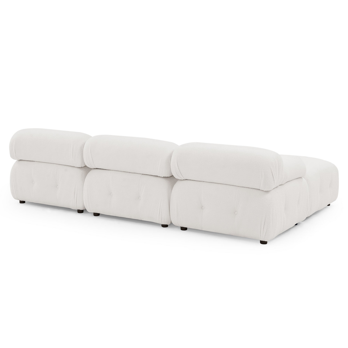 Modular Sectional Sofa, Button Tufted Designed and DIY Combination, L Shaped Couch with Reversible Ottoman, Ivory Teddy Fabric