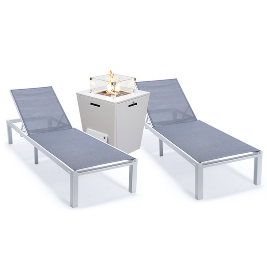 Marlin Aluminum Outdoor Patio Chaise Lounge Chair Set of 2