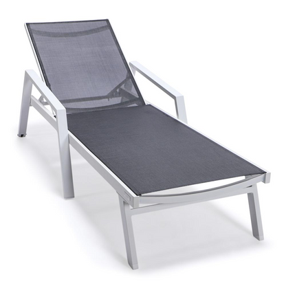 Marlin Patio Chaise Lounge Chair and Square Fire Pit Table Set - Set of 2